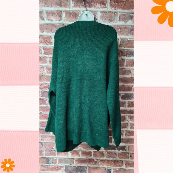 AVA & VIV Cable Knit Pullover Sweater | 3X | Dark Green | Plus Size Crew Neck - Picture 2 of 7